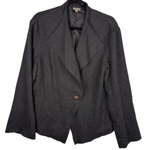 J Jill Blazer Jacket 16 Women's Dark‎ Gray Button Front Career Minimalist